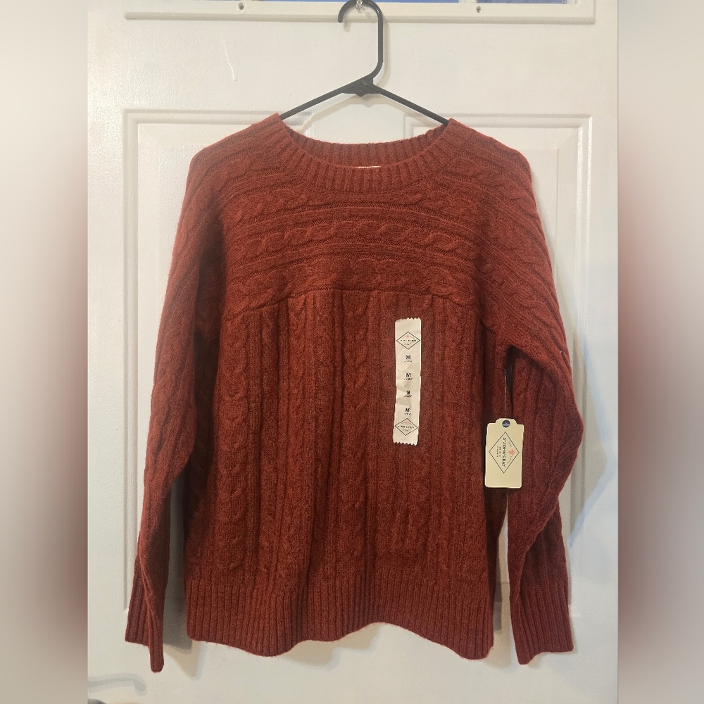 St. John's Bay Terracotta Cable Knit Long Sleeve Pullover Sweater